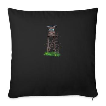 Hochsitz I Jagd Wildschwein Rehwild Motiv für - Sofakissenbezug 45 x 45 cm - Schwarz - Vorne