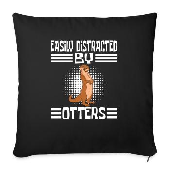 Otter and Sea Otter Sweet Otter - Sofa pillowcase 17,3'' x 17,3'' (45 x 45 cm) - black - Front