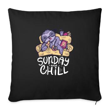 Sonntag und Chillen _ Lustiges Faultier - Sofakissenbezug 45 x 45 cm - Schwarz - Vorne