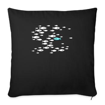 Fish swim against the tide in the sea - Sofa pillowcase 17,3'' x 17,3'' (45 x 45 cm) - black - Front