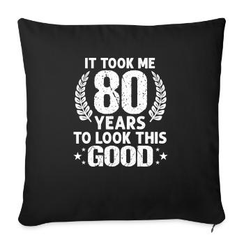 Anniversaire 80 ans cadeau grand-mère grand-père drôle - Housse de coussin décorative 45 x 45 cm - noir - Devant