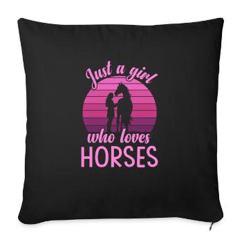 Fille Cheval Pferd Juste Une Fille - Housse de coussin décorative 45 x 45 cm - noir - Devant
