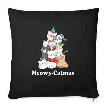 Mewoy-Catmas, Christmas, Cat, Christmas Cat - Sofa pillowcase 17,3'' x 17,3'' (45 x 45 cm) - black - Front