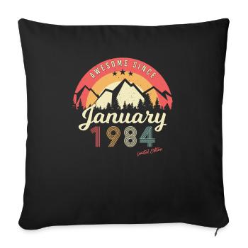 Born January 1984 Mountains Vintage - Sofa pillowcase 17,3'' x 17,3'' (45 x 45 cm) - black - Front