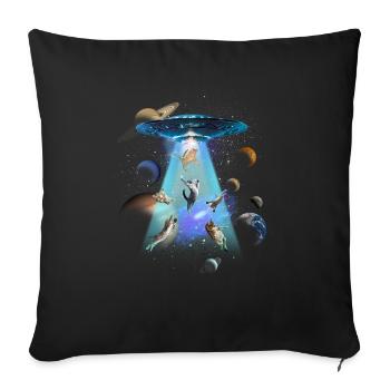Chats UFO Funny Kitties Alien Flying Saucer Humour - Housse de coussin décorative 45 x 45 cm - noir - Devant