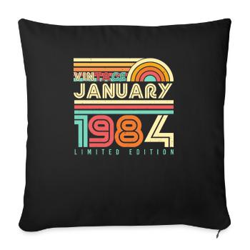 Born January 1984 Vintage - Sofa pillowcase 17,3'' x 17,3'' (45 x 45 cm) - black - Front