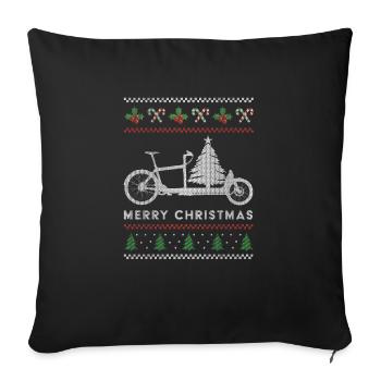 Cargo bike Ugly Christmas Sweater - Sofa pillowcase 17,3'' x 17,3'' (45 x 45 cm) - black - Front