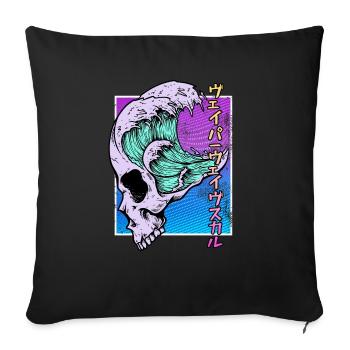 Kaganawa Great Wave Pastel Goth Skull Vaporwave - Sofa pillowcase 17,3'' x 17,3'' (45 x 45 cm) - black - Front