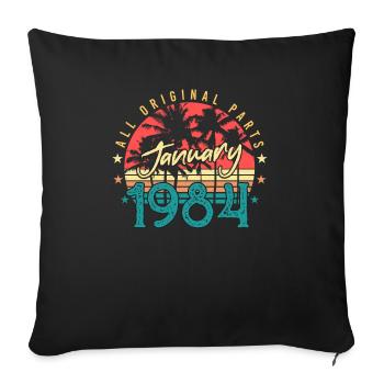 January 1984 Vintage gift idea - Sofa pillowcase 17,3'' x 17,3'' (45 x 45 cm) - black - Front