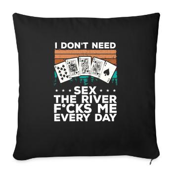 Jeu de poker avec cartes et jetons Funny Poker - Housse de coussin décorative 45 x 45 cm - noir - Devant