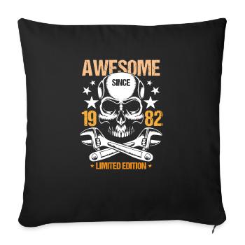 Anniversaire 1982 82 Vintage Biker Vintage Cadeau - Housse de coussin décorative 45 x 45 cm - noir - Devant