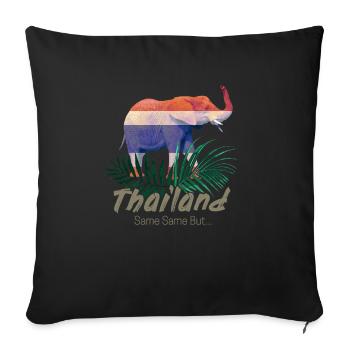 Éléphant de Thaïlande avec drapeau et cadeau jungle - Housse de coussin décorative 45 x 45 cm - noir - Devant