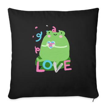 Grenouille douce avec des couleurs de drapeau de fierté trans - Housse de coussin décorative 45 x 45 cm - noir - Devant