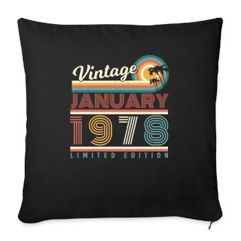 Janvier 1978 Palm Retro - Housse de coussin décorative 45 x 45 cm - noir - Devant