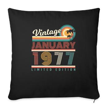 Janvier 1977 Palms Retro - Housse de coussin décorative 45 x 45 cm - noir - Devant