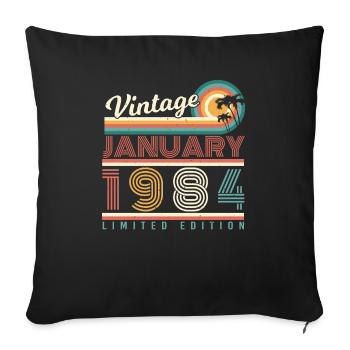 Born 1984 January Vintage - Sofa pillowcase 17,3'' x 17,3'' (45 x 45 cm) - black - Front