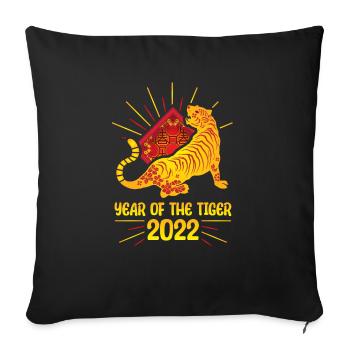 Good Luck Happy Chinese New Year of the Tiger 2022 - Sofa pillowcase 17,3'' x 17,3'' (45 x 45 cm) - black - Front