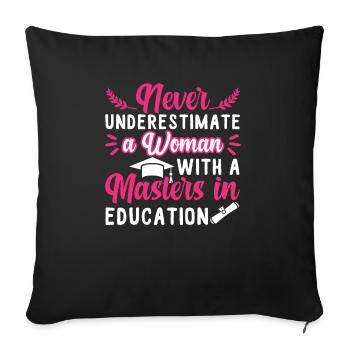 Diplôme de maîtrise en éducation - Housse de coussin décorative 45 x 45 cm - noir - Devant