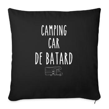 camping car de batard humour - Housse de coussin décorative 45 x 45 cm - noir - Devant