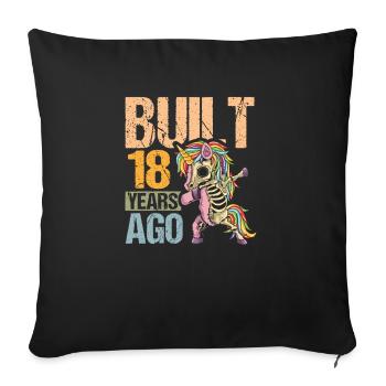 18ème anniversaire Licorne Vintage Cadeau - Housse de coussin décorative 45 x 45 cm - noir - Devant