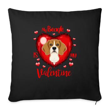 Mon Beagle est ma Saint-Valentin Je Beagle - Housse de coussin décorative 45 x 45 cm - noir - Devant