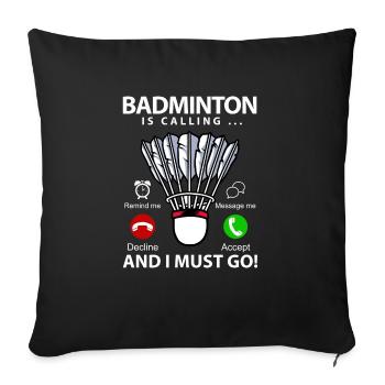 Lustiger Pickleball Badminton Federball - Sofakissenbezug 45 x 45 cm - Schwarz - Vorne