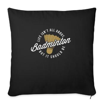 Drôle de pickleball Badminton Badminton Badminton - Housse de coussin décorative 45 x 45 cm - noir - Devant