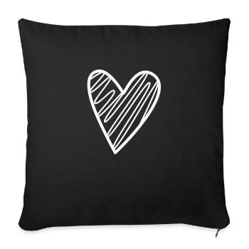 White Heart Gift Idea - Sofa pillowcase 17,3'' x 17,3'' (45 x 45 cm) - black - Front