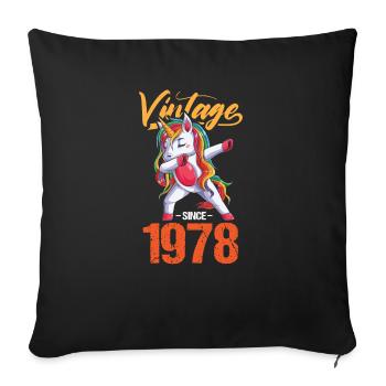 Birthday 1978 78 Unicorn Dab Vintage Gift - Sofa pillowcase 17,3'' x 17,3'' (45 x 45 cm) - black - Front