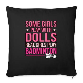 Lustiger Pickleball Badminton Federball - Sofakissenbezug 45 x 45 cm - Schwarz - Vorne