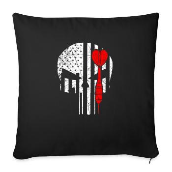 Dart Lover Player Darts Funny Skull American Flag - Sofakissenbezug 45 x 45 cm - Schwarz - Vorne