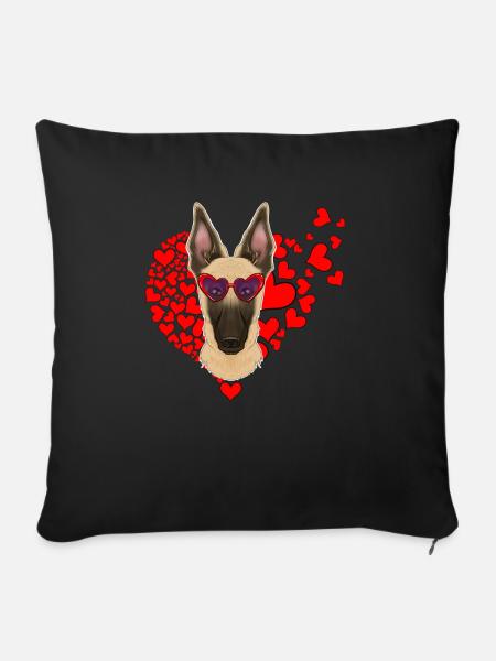 Malinois Lover I Dog Lover I Malinois - Sofa pillowcase 17,3'' x 17,3'' (45 x 45 cm) - black