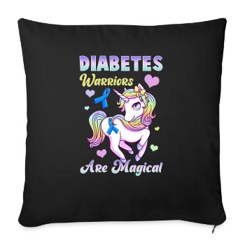 Les guerriers du diabète sont une licorne mignonne magique - Housse de coussin décorative 45 x 45 cm - noir - Devant