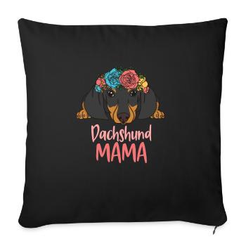 DACHSHUND MAMA - Sofa pillowcase 17,3'' x 17,3'' (45 x 45 cm) - black - Front