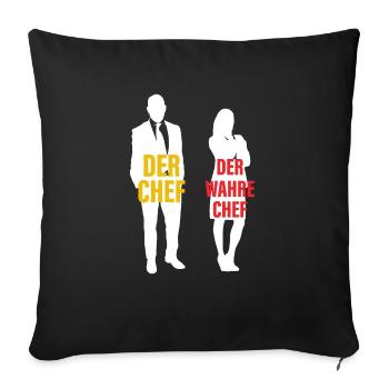 Der Chef Der Wahre Chef Papa und Mama - Sofakissenbezug 45 x 45 cm - Schwarz - Vorne
