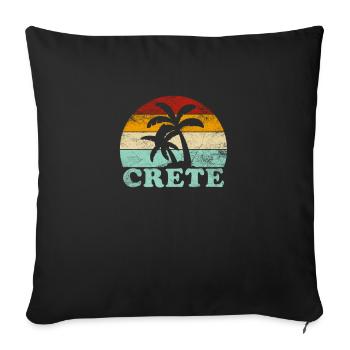 Crète Grèce Vacances Rétro Coucher de soleil Crète - Housse de coussin décorative 45 x 45 cm - noir - Devant