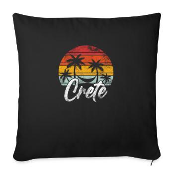 Crète Rétro Grèce Palm Island Voyage de vacances - Housse de coussin décorative 45 x 45 cm - noir - Devant