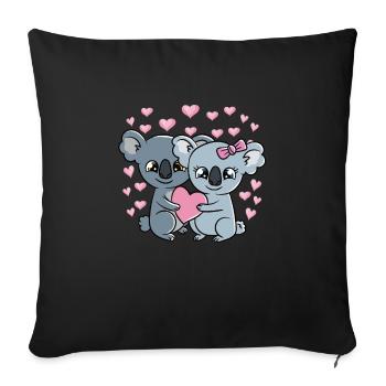 Saint-Valentin Couple Koalas Doux Koalas - Housse de coussin décorative 45 x 45 cm - noir - Devant