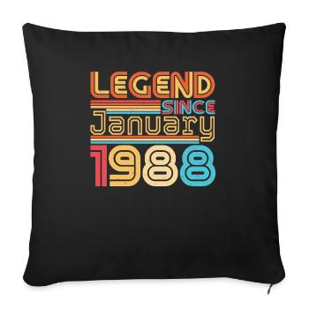 Born 1988 January Retro - Sofa pillowcase 17,3'' x 17,3'' (45 x 45 cm) - black - Front