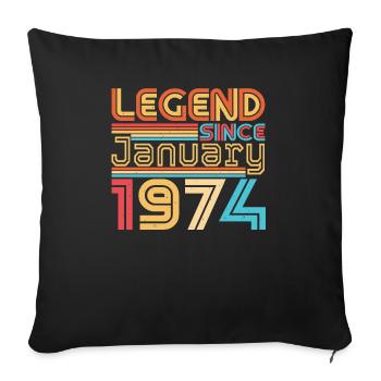 January 1974 Retro Legend - Sofa pillowcase 17,3'' x 17,3'' (45 x 45 cm) - black - Front