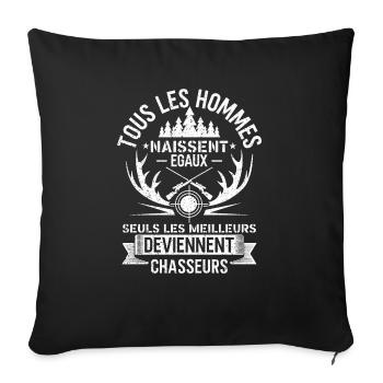 Chasseur Homme Chasse Humour - Housse de coussin décorative 45 x 45 cm - noir - Devant