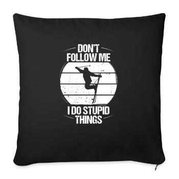 Backcountry Skiing Retro Backcountry Skier Ski - Sofa pillowcase 17,3'' x 17,3'' (45 x 45 cm) - black - Front