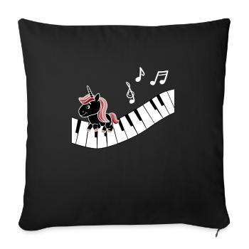 Piano Unicorn Piano Funny Animals Music - Sofa pillowcase 17,3'' x 17,3'' (45 x 45 cm) - black - Front