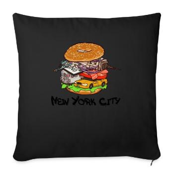 New York City Bagel mit allem NYC - Sofakissenbezug 45 x 45 cm - Schwarz - Vorne