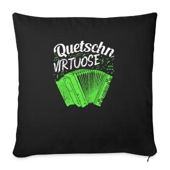 Quetschn Virtuose, Steirische Harmonika - Sofakissenbezug 45 x 45 cm - Schwarz - Vorne