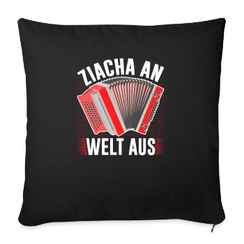 Ziacha An Welt Aus, Steirische Harmonika Quetschn - Sofakissenbezug 45 x 45 cm - Schwarz - Vorne