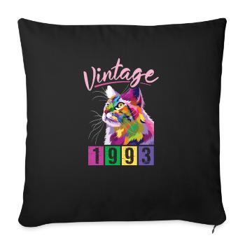 Birthday 1993 93 Vintage Cat Vintage Gift - Sofa pillowcase 17,3'' x 17,3'' (45 x 45 cm) - black - Front
