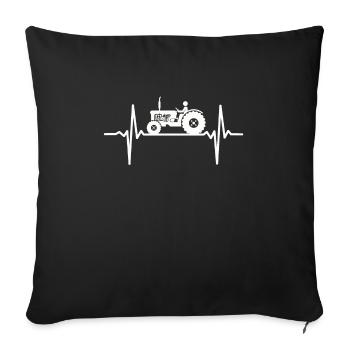 Heartbeat Tracteur Tracteur Agriculteur ECG Pulse - Housse de coussin décorative 45 x 45 cm - noir - Devant