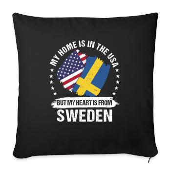 Patriote américain Suède Drapeau Racines suédoises - Housse de coussin décorative 45 x 45 cm - noir - Devant