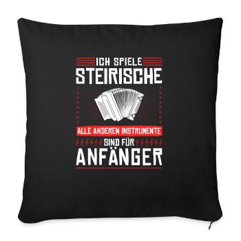 Ich Spiele Steirische, Steirische Harmonika - Sofakissenbezug 45 x 45 cm - Schwarz - Vorne
